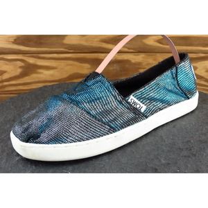 Toms Youth Girls Shoes Size 2.5 M Black‎ Flat Fabric